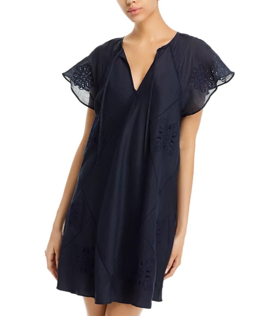 RAG & BONE WOMENS SIZE SMALL DELANCY EMBROIDERED SHIFT MINI DRESS NAVY NEW
